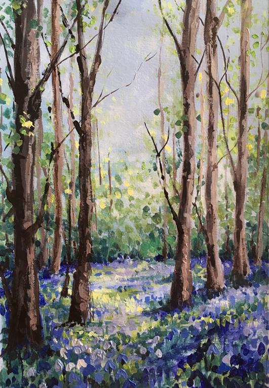 New Project: Acrylics - Bluebell Woods ColourWheel Art Classes